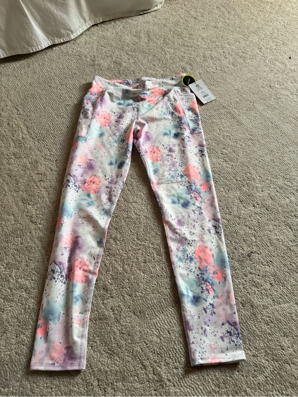 Girls' Watercolor Print Leggings - Pink, Purple, Blue